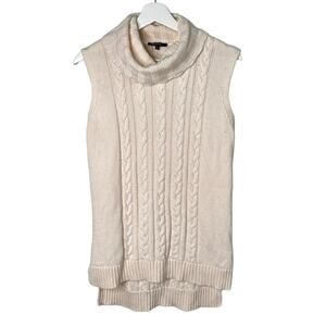 Lafayette 148 New York Cable-Knit Turtleneck Sweater Ivory Cream Women's Petite